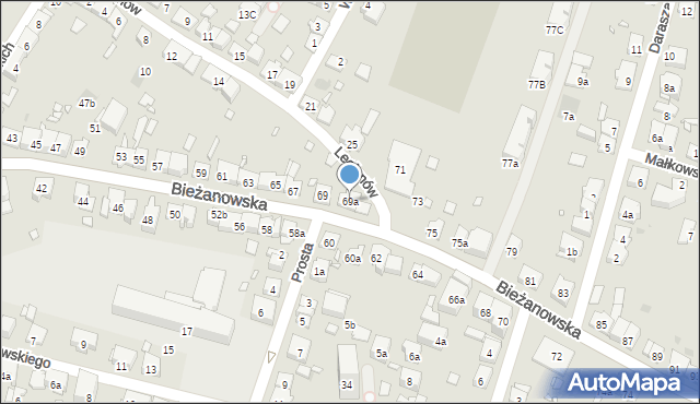 Kraków, Bieżanowska, 69a, mapa Krakowa