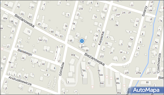Kraków, Bieżanowska, 97, mapa Krakowa