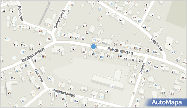 Kraków, Bieżanowska, 46, mapa Krakowa