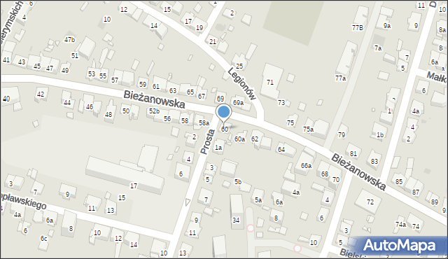 Kraków, Bieżanowska, 60, mapa Krakowa