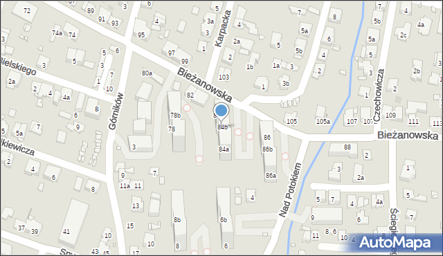 Kraków, Bieżanowska, 84b, mapa Krakowa