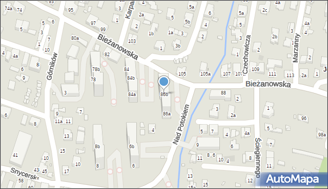 Kraków, Bieżanowska, 86b, mapa Krakowa