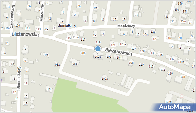 Kraków, Bieżanowska, 102c, mapa Krakowa
