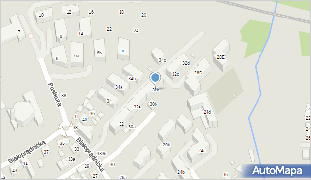 Kraków, Białoprądnicka, 32b, mapa Krakowa