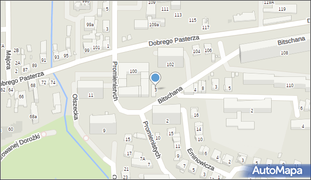 Kraków, Bitschana Jurka, 3, mapa Krakowa