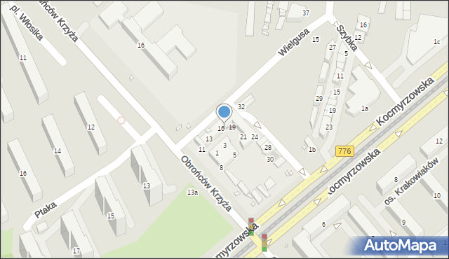 Kraków, Bieńczycki Plac Targowy, 15a, mapa Krakowa