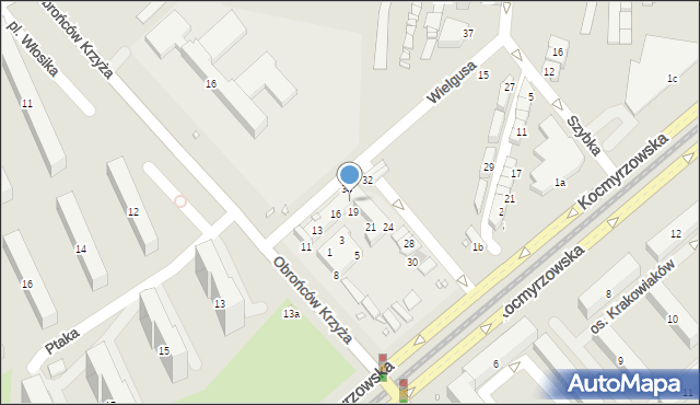Kraków, Bieńczycki Plac Targowy, 18a, mapa Krakowa