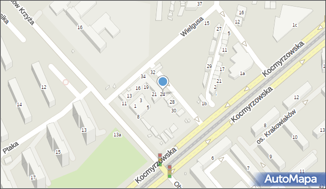 Kraków, Bieńczycki Plac Targowy, 24, mapa Krakowa