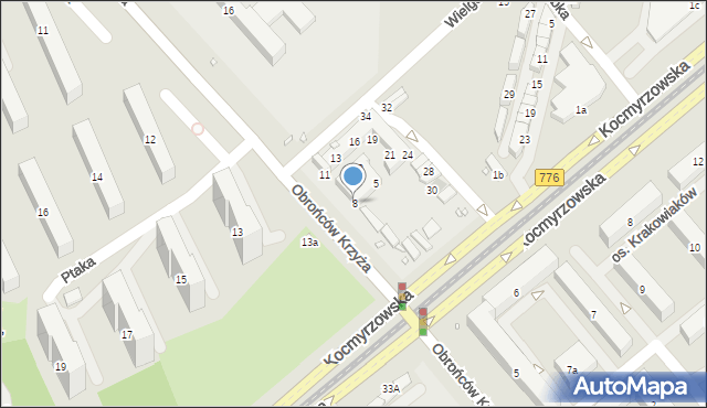 Kraków, Bieńczycki Plac Targowy, 8, mapa Krakowa