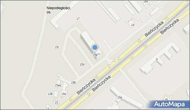 Kraków, Bieńczycka, 15e, mapa Krakowa