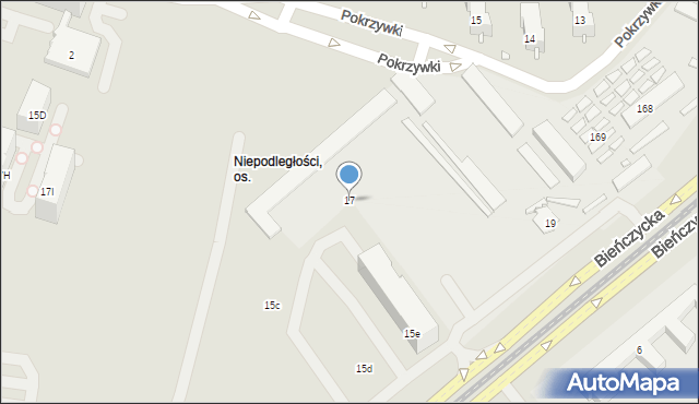 Kraków, Bieńczycka, 17, mapa Krakowa