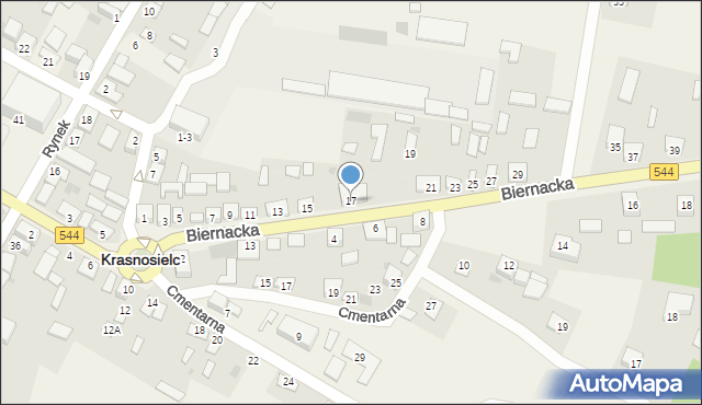 Krasnosielc, Biernacka, 17, mapa Krasnosielc