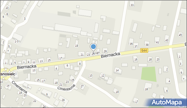 Krasnosielc, Biernacka, 25, mapa Krasnosielc