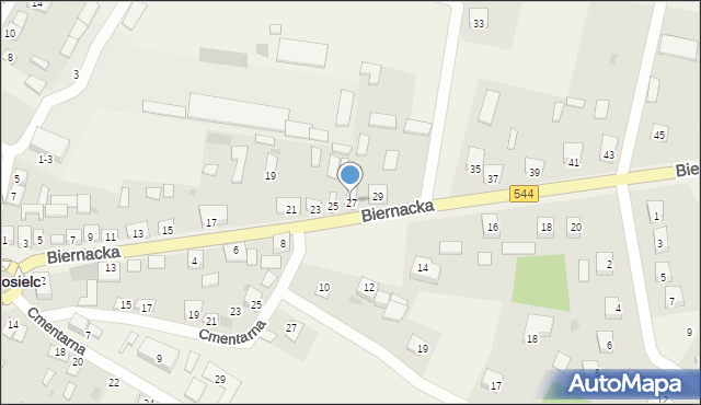 Krasnosielc, Biernacka, 27, mapa Krasnosielc