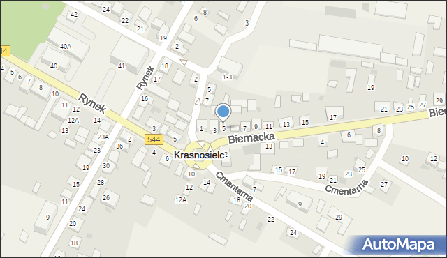 Krasnosielc, Biernacka, 5, mapa Krasnosielc