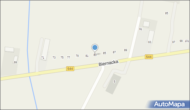 Krasnosielc, Biernacka, 83, mapa Krasnosielc