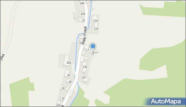 Krościenko nad Dunajcem, Biały Potok, 13, mapa Krościenko nad Dunajcem