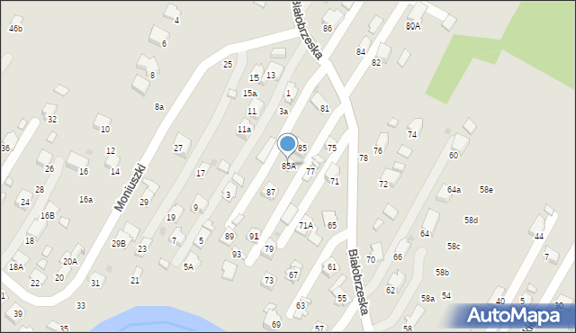 Krosno, Białobrzeska, 85A, mapa Krosna