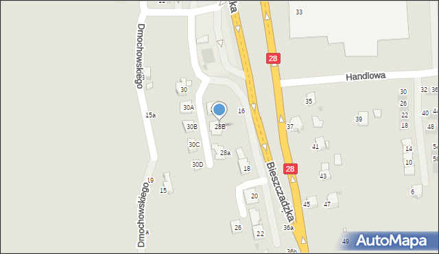 Krosno, Bieszczadzka, 28B, mapa Krosna