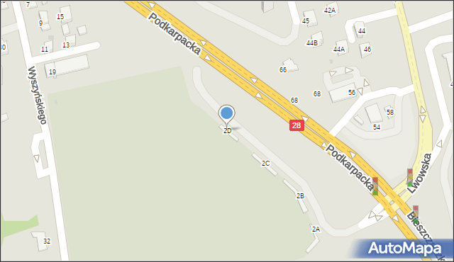 Krosno, Bieszczadzka, 2D, mapa Krosna