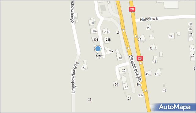 Krosno, Bieszczadzka, 30D, mapa Krosna
