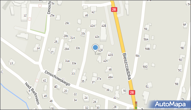 Krosno, Bieszczadzka, 42c, mapa Krosna