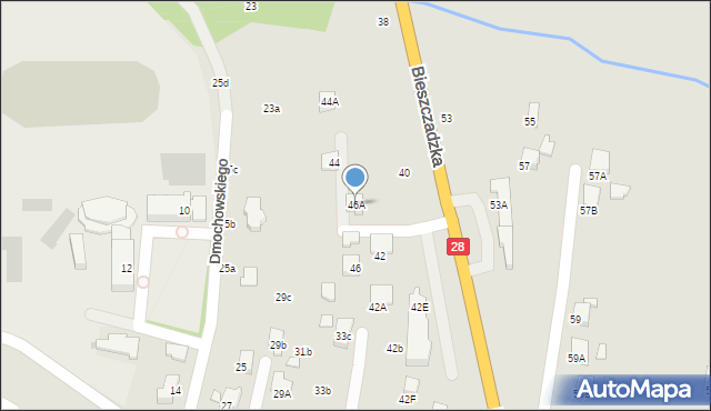 Krosno, Bieszczadzka, 46A, mapa Krosna