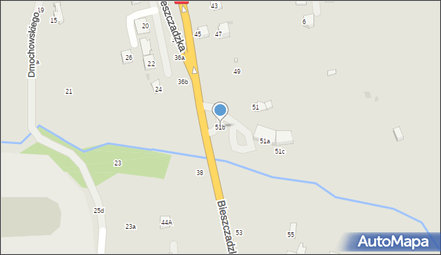 Krosno, Bieszczadzka, 51b, mapa Krosna