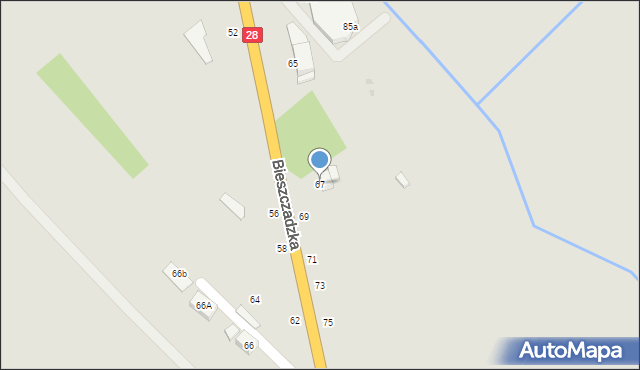 Krosno, Bieszczadzka, 67, mapa Krosna