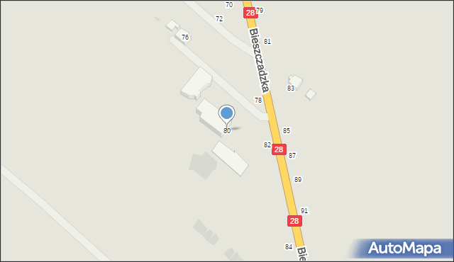 Krosno, Bieszczadzka, 80, mapa Krosna