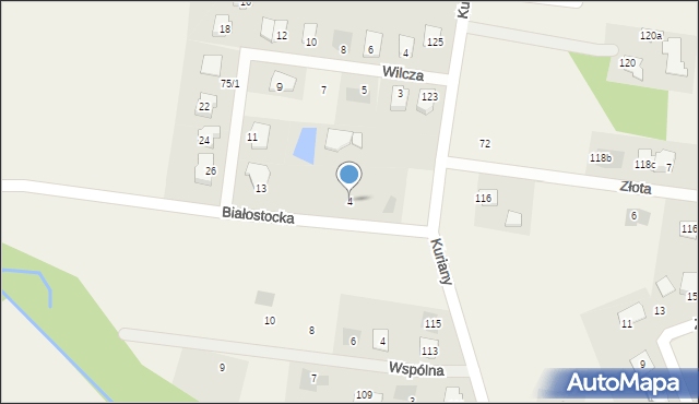 Kuriany, Białostocka, 4, mapa Kuriany