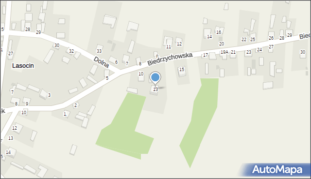Lasocin, Biedrzychowska, 13, mapa Lasocin