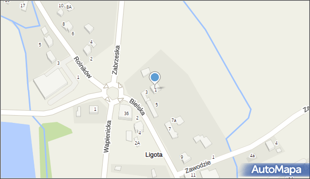 Ligota, Bielska, 1, mapa Ligota