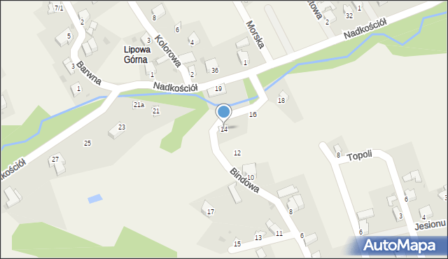 Lipowa, Bindowa, 14, mapa Lipowa