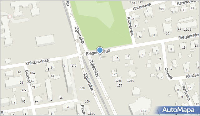 Łódź, Biegańskiego Władysława, dr., 1, mapa Łodzi