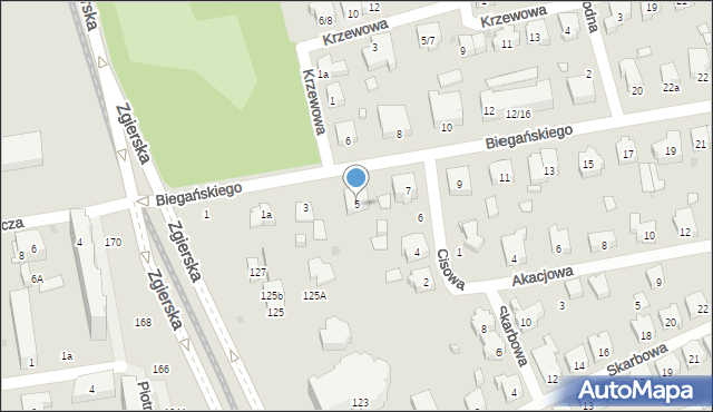 Łódź, Biegańskiego Władysława, dr., 5, mapa Łodzi
