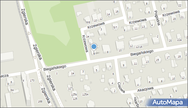 Łódź, Biegańskiego Władysława, dr., 6, mapa Łodzi