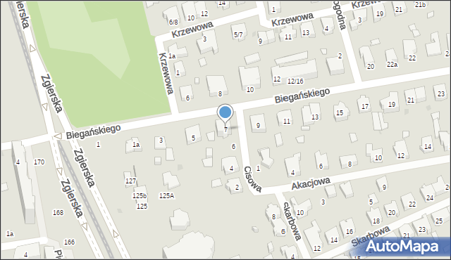 Łódź, Biegańskiego Władysława, dr., 7, mapa Łodzi