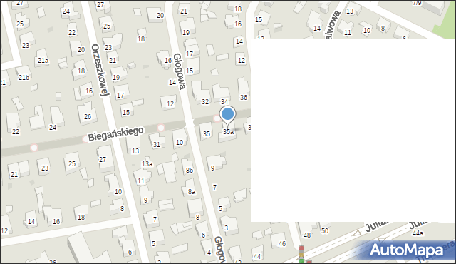 Łódź, Biegańskiego Władysława, dr., 35a, mapa Łodzi