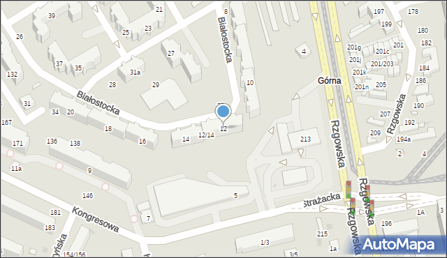 Łódź, Białostocka, 12, mapa Łodzi