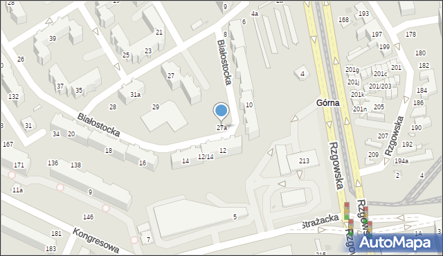 Łódź, Białostocka, 27a, mapa Łodzi