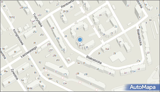 Łódź, Białostocka, 37, mapa Łodzi