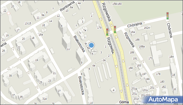 Łódź, Białostocka, 5a, mapa Łodzi