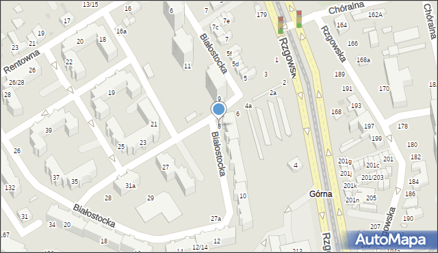 Łódź, Białostocka, 8, mapa Łodzi