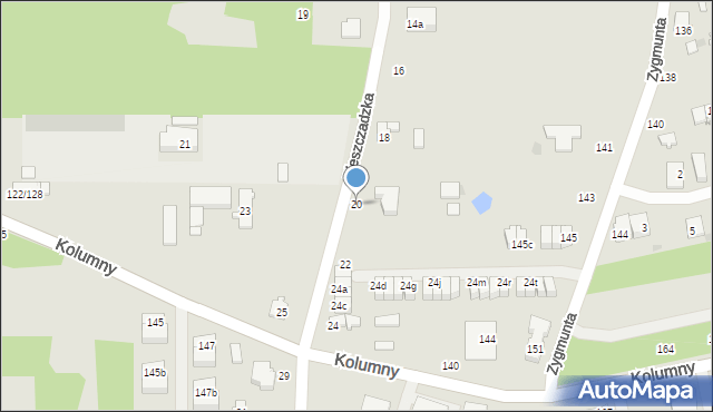 Łódź, Bieszczadzka, 20, mapa Łodzi