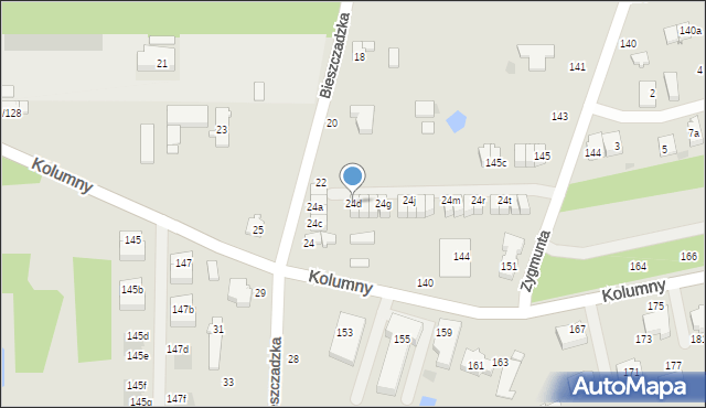 Łódź, Bieszczadzka, 24d, mapa Łodzi