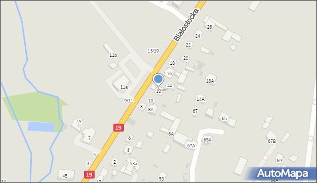 Łosice, Białostocka, 12, mapa Łosice