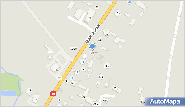 Łosice, Białostocka, 20, mapa Łosice