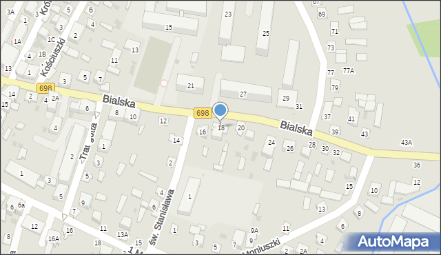 Łosice, Bialska, 18, mapa Łosice