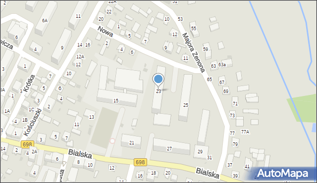 Łosice, Bialska, 23, mapa Łosice